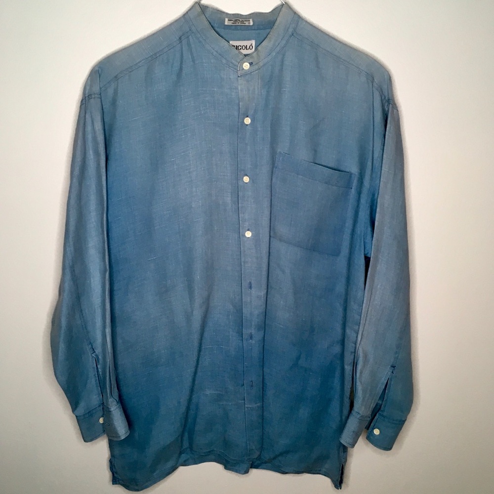 Men’s Gigolo Linen Grandfather Shirt